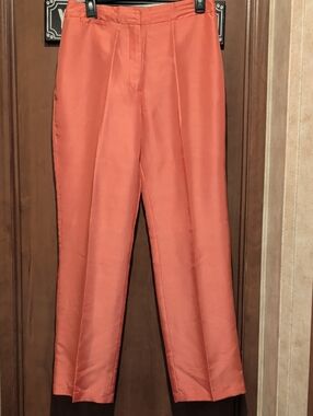 Ice Silk Straight-Leg Pants in Coral